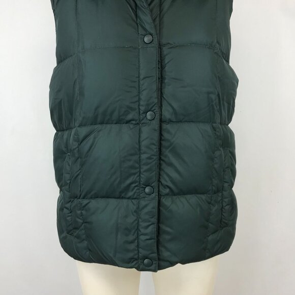 LAND END ~ WOMENS SMALL 6-8 ~ FOREST GREEN BUTTON UP DOWN PUFFER VEST - Picture 3 of 6